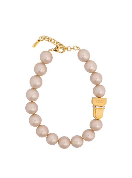 Браслет с жемчужными бусинами и кристаллической деталью